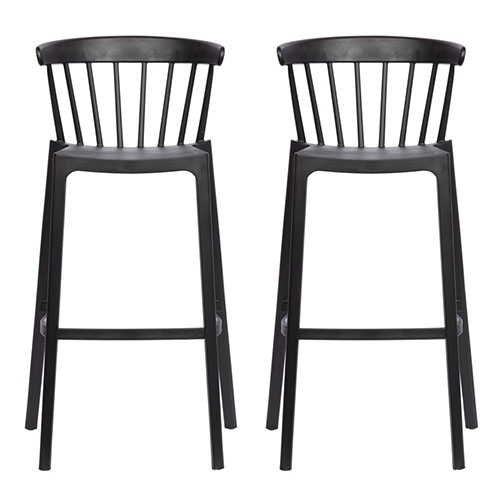 Lot de 2 tabourets de bar en plastique noir - Collection Bliss - Woood