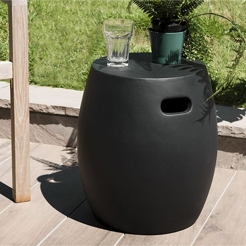 Table d'appoint de jardin ronde en béton noir - Collection Victor