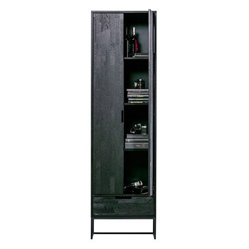 Armoire 2 portes 1 tiroir en bois noir - Silas - Woood