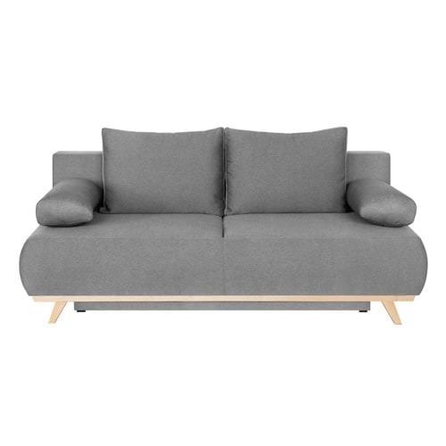 Canapé convertible 3 places avec coffre de rangement en tissu gris clair - Laria