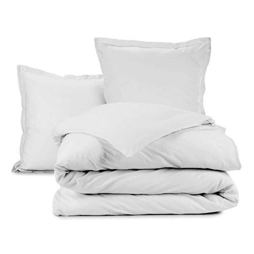 DRAP HOUSSE 140X190CM 100%PERCALE DE COTON 80 FILS/CM2-BONNET 30CM-UNI BLANC