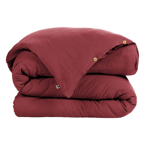 HOUSSE DE COUETTE 140x200CM 100% GAZE DE COTON LIE DE VIN