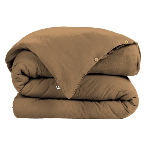 DRAP HOUSSE 90X190CM 100% GAZE DE COTON CAMEL