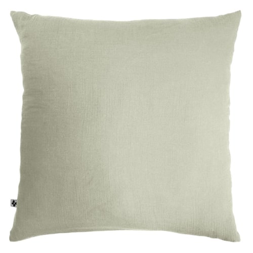 LOT DE 2 TAIES D'OREILLER 60X60CM 100% GAZE DE COTON VERT D'EAU