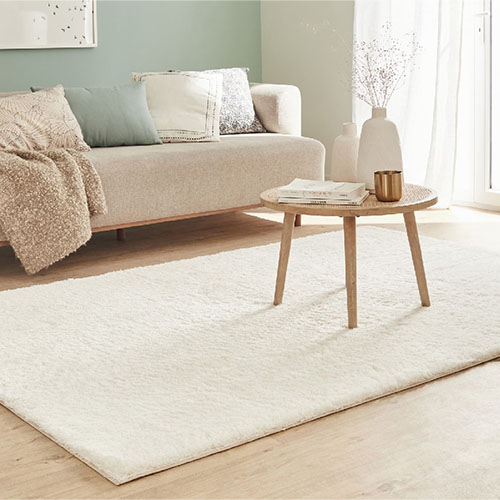 Tapis à poils longs uni blanc 67x180 cm - Oslo