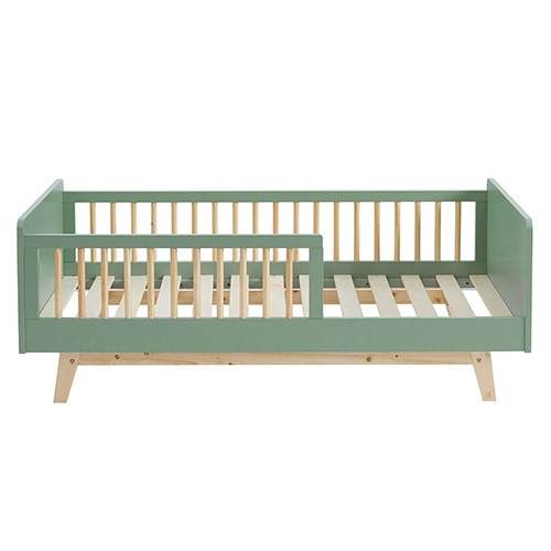 Lit enfant 70x140 en pin massif vert avec sommier - Alba