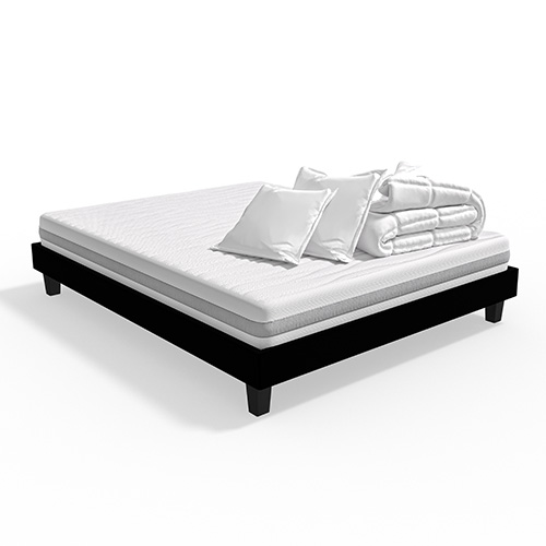 Ensemble matelas mousse 160x200 + sommier à lattes + couette + 2 oreillers - Clean Confort