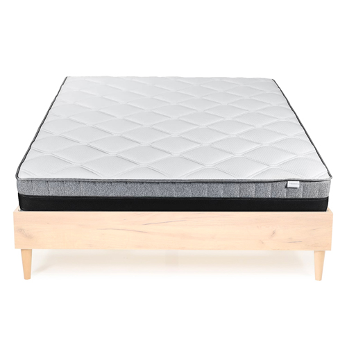 Ensemble lit Paco effet chêne 160x200 + Matelas à mémoire de forme Mémo luxe 25 cm