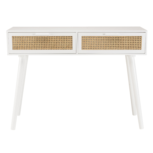 Console blanche 2 tiroirs cannage naturel - Sandro