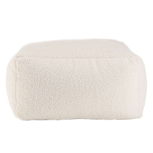 Pouf carré 53x53cm tissu bouclette écru - Albane