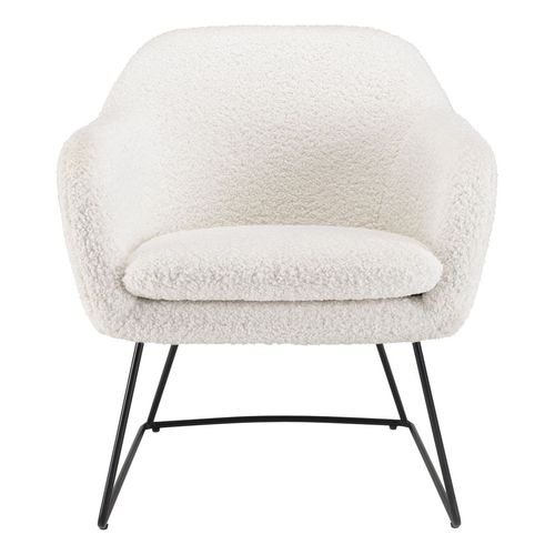 Fauteuil urban tissu bouclette écru pieds évasés métal noir - Albane