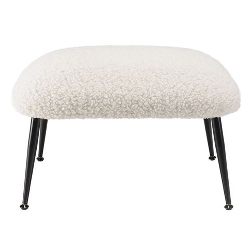 Tabouret cosy tissu bouclette écru pieds métal noir - Albane