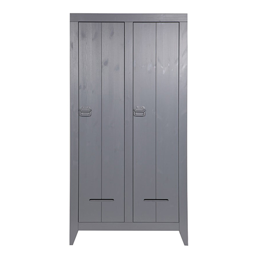 Kluis Armoire 2 Portes Pin Brosse Anthracite