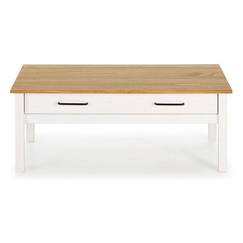 Table basse 1 tiroir en pin massif blanc 100 cm - Ida