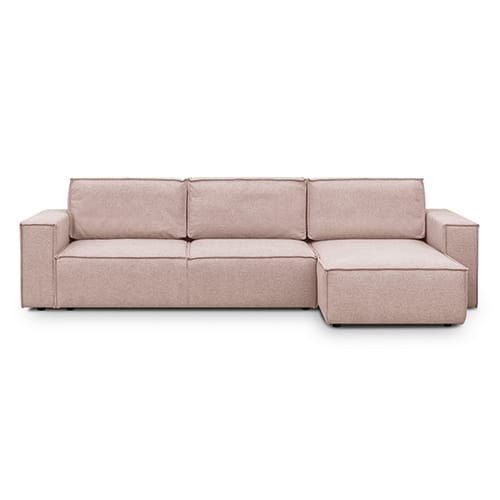 Canapé d'angle 5 places convertible réversible avec coffre de rangement en tissu rose - Harper New