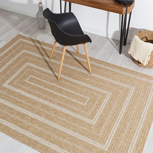 Tapis aspect Jute naturel avec motifs blanc 160x230 - Gaia