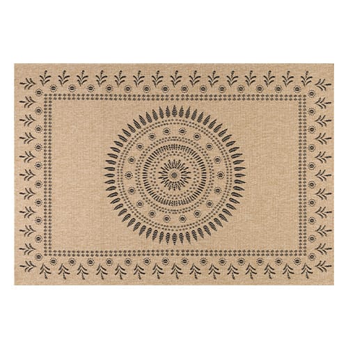 Tapis aspect Jute naturel avec motifs noir 160x230 - Isaura