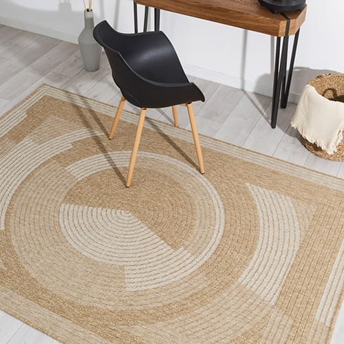 Tapis aspect Jute naturel avec motif blanc 160x230 - Noa