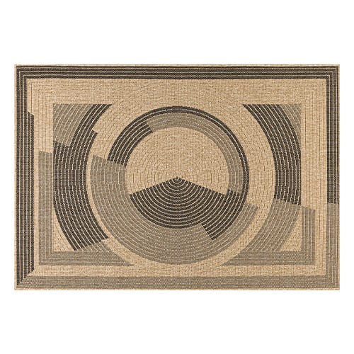 Tapis aspect Jute naturel avec motifs noir 160x230 - Noa