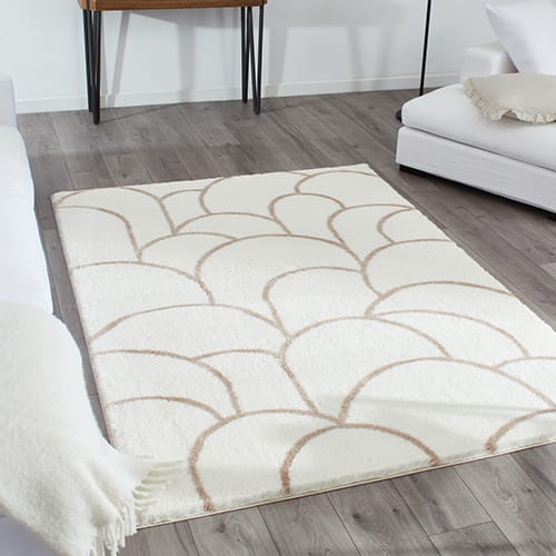 Tapis poils longs à motifs beige 160x230 - Tea