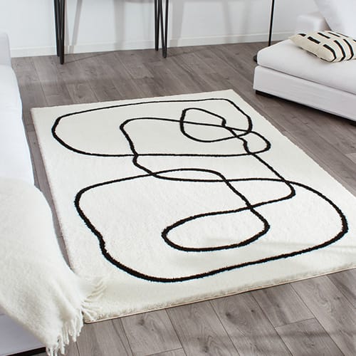 Tapis poils longs blanc et noir 200x290 - Blanka