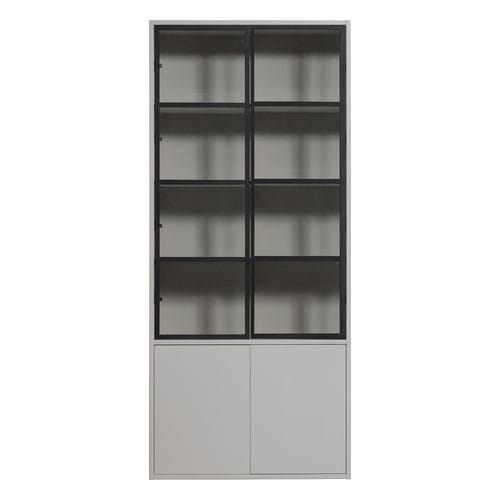 Vitrine en pin couleur blanc brouillard - Basic