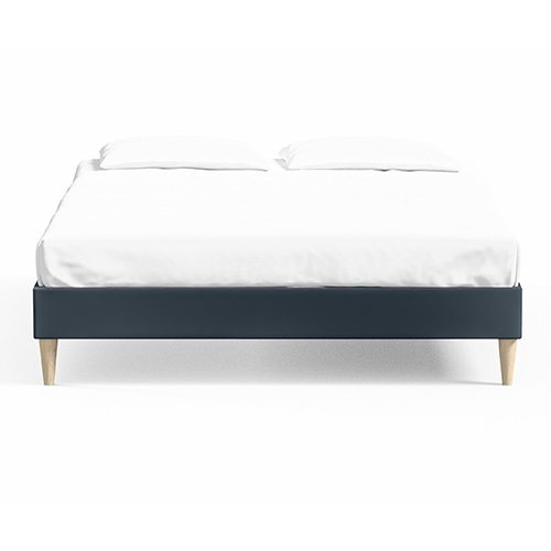 Lit adulte 140x190 en velours bleu nuit - Dina