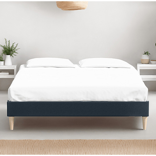 Lit adulte 160x200 en velours bleu nuit - Dina