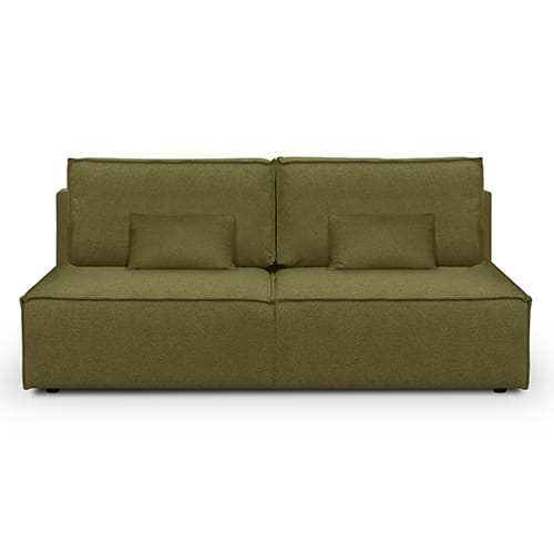 Canapé convertible 3 places avec coffre de rangement en tissu vert olive - Milla New