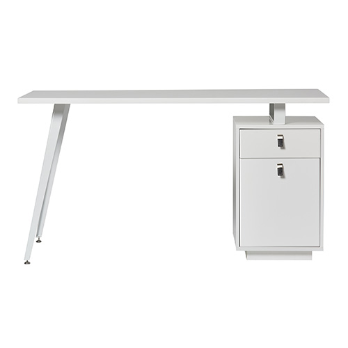 Bureau avec caisson 1 porte 1 tiroir blanc 140 cm- Randy