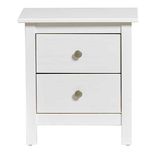 Table de chevet 2 tiroirs en pin massif blanc - Elton