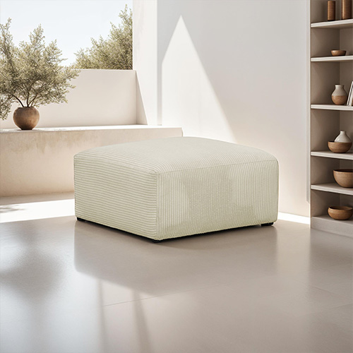 Pouf / repose-pieds modulable en velours côtelé beige - Modulo