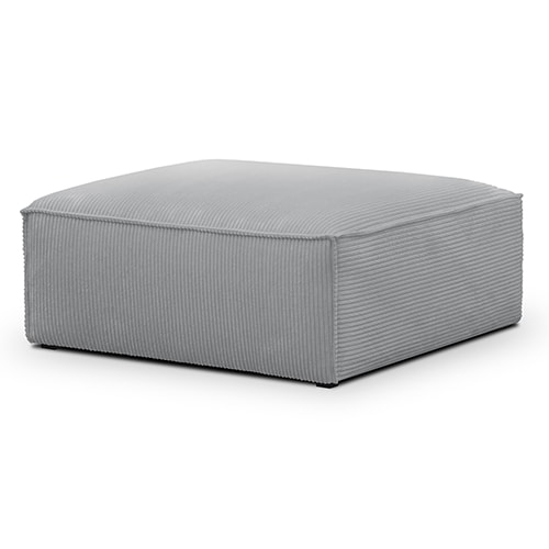 Pouf / repose - pieds modulable en velours côtelé gris clair - Rezia