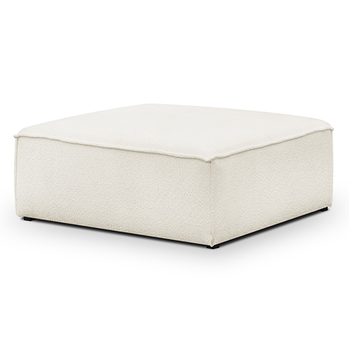 Pouf / repose - pieds modulable en tissu bouclette écru - Rezia