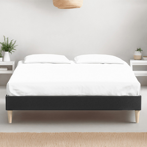 Ensemble lit adulte 160x200 cm en velours gris anthracite Dina + Matelas mémoire de forme Memo HR