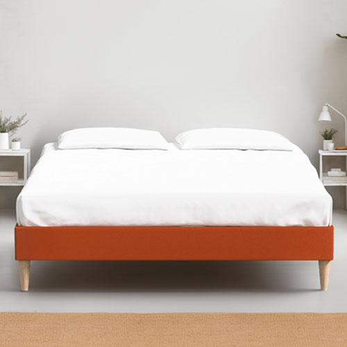 Ensemble lit adulte 160x200 cm en velours rouille Dina + Matelas mémoire de forme Memo HR