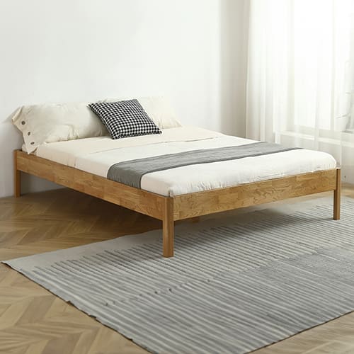 Ensemble lit adulte 160x200 cm en chêne massif Aina + Matelas mémoire de forme Memo HR