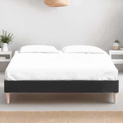 Ensemble lit adulte 140x190 cm en velours gris anthracite Dina + Matelas Latex naturel Latex Luxury