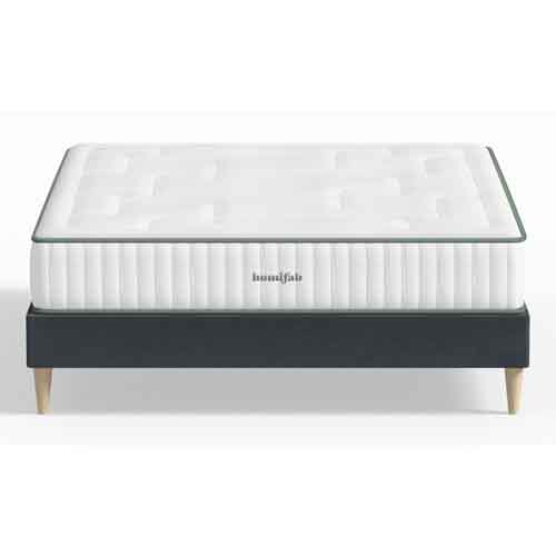 Ensemble lit adulte 140x190 cm en velours bleu nuit Dina + Matelas Latex naturel Latex Luxury