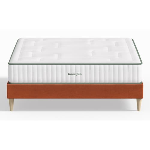 Ensemble lit adulte 160x200 cm en velours rouille Dina + Matelas Latex naturel Latex Luxury