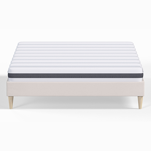 Ensemble lit adulte 140x190 cm en velours beige Dina + Matelas ressorts ensachés Mousse HR