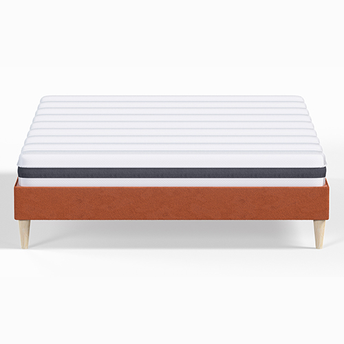 Ensemble lit adulte 140x190 cm en velours rouille Dina + Matelas ressorts ensachés Mousse HR