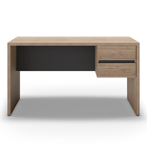 Bureau 2 tiroirs effet bois et noir 136 cm - Jess