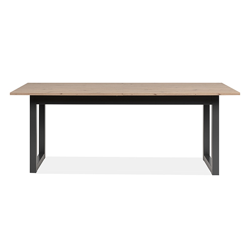 Table à manger extensible 8 à 10 personnes effet chêne, piètement anthracite 200/240 cm - Nora