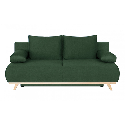 Canapé convertible 3 places avec coffre de rangement en tissu vert foncé - Laria New