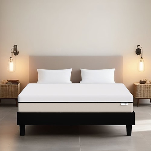 Ensemble sommier à lattes 140x190 cm en tissu noir + Matelas Hybride à ressorts ensachés et mémoire de forme - Spring Elite