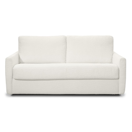 Canapé convertible 3 places en tissu bouclette beige - Ouverture express - Couchage quotidien - Bianca