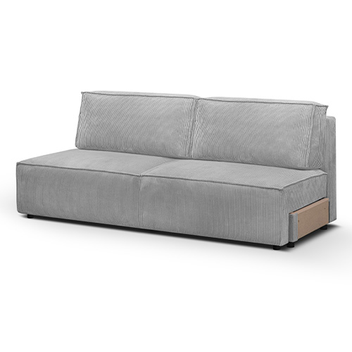 Module canapé convertible 2 places avec coffre de rangement en velours côtelé gris clair - Harper Mod