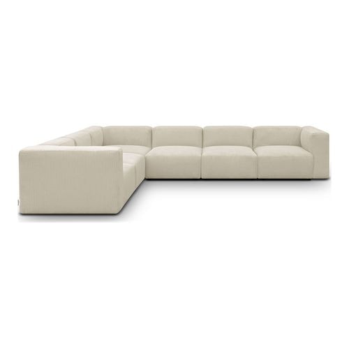 Canapé d'angle modulable réversible 8 places en velours côtelé beige - Modulo