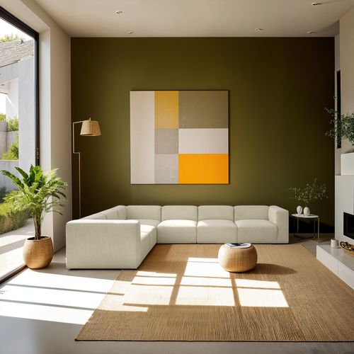 Canapé d'angle modulable réversible 8 places en velours côtelé beige - Modulo